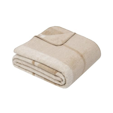 Ibena Colorado Decke 150 x 200 cm - Baumwollmix, weich, warm & waschbar, Kuscheldecke abstrakt beige im Sale